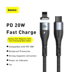 Zinc Magnetic Safe Fast Charging Data Cable Type-C To iPhone 20W 1m | Black