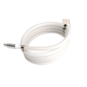 Magneticself-rolling Tidy USB Cable with Connector Type C/Iphone/Android (White)
