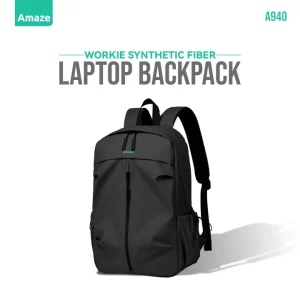 A940 Workie Synthetic Fiber Laptop Backpack – Black – BIS