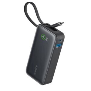Powerbank 10,000mah 30w Built In Usb C Cable Black