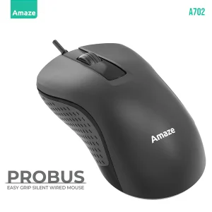 A702 Probus Silent Click Wired Mouse – Black – BIS