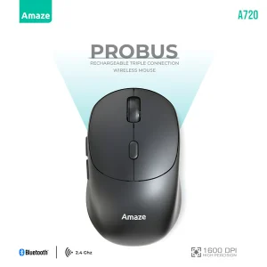 A720 Probus Triple Connection Rechargeable Wireless Mouse – White – BIS