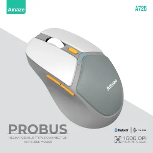 A725 Probus Triple Connection Rechargeable Wireless Mouse – White – BIS