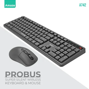 A742 Probus Super Silent Wireless Keyboard & Mouse Combo – Black – BIS