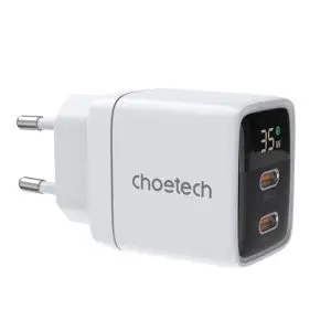 35W Gan Wall Charger 2x USB-C PD with Display – PD6051 – White – GC