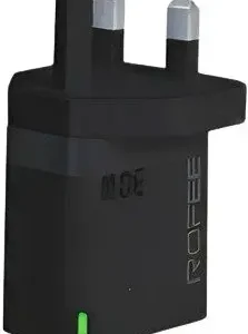 Smart & Fast Dual Port USB-A&C 30W Wall Gan Charger W/O Cable 3Pin RG-130 Black