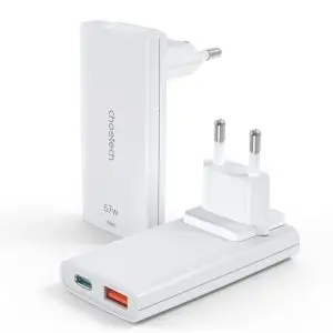 67W Dual-Port Portable GaN Adapter – PD6011 – EU Plug – White – GC